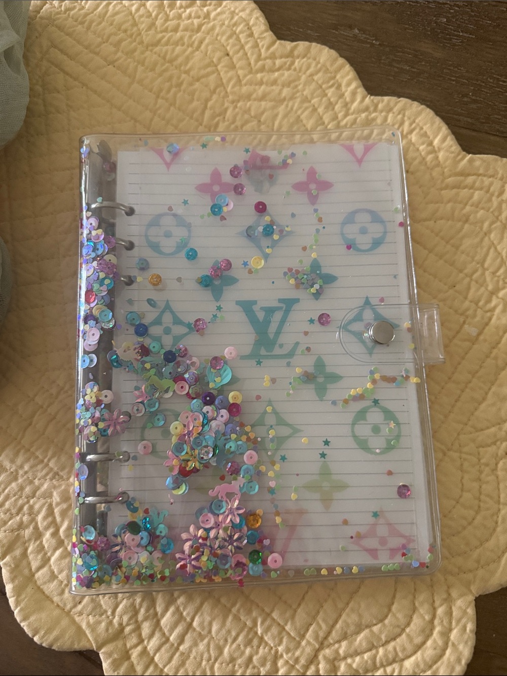 Clear Sequin Notebook Agenda Cover - Multicolor